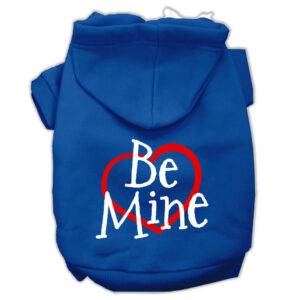Be Mine Screen Print Pet Hoodies Blue Size Xs (8)