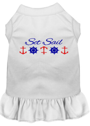 Set Sail Embroidered Dog Dress White Xxl