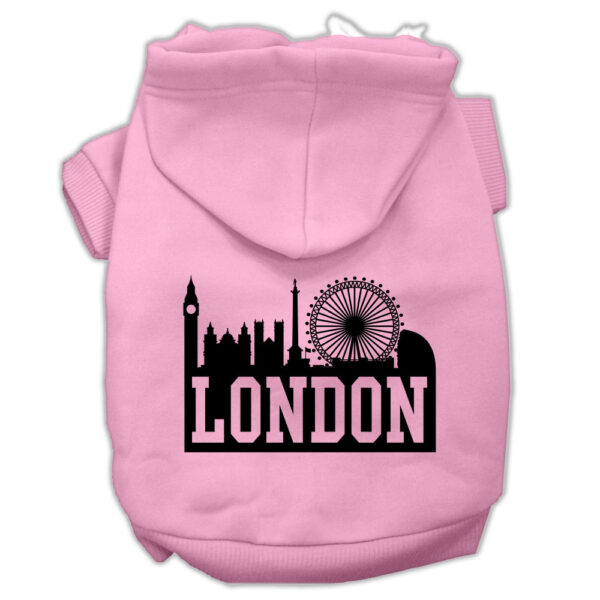 London Skyline Screen Print Pet Hoodies Light Pink Size Xxl (18)