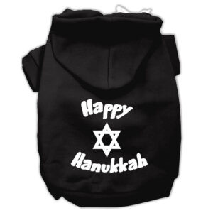 Happy Hanukkah Screen Print Pet Hoodies Black Size Xl (16)