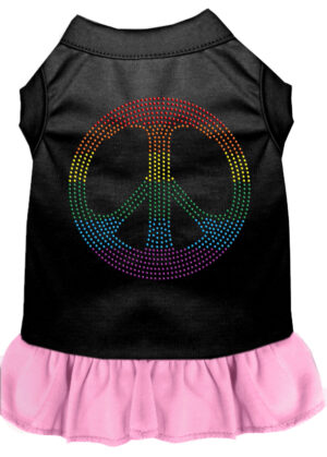Rhinestone Rainbow Peace Dress Black With Light Pink Lg