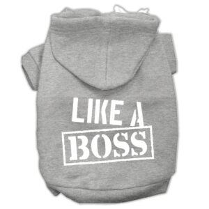 Like A Boss Screen Print Pet Hoodies Grey Size Xs (8)