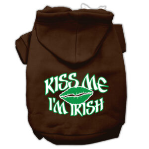 Kiss Me I'm Irish Screen Print Pet Hoodies Brown Size Xxxl (20)