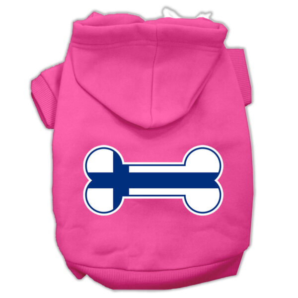 Bone Shaped Finland Flag Screen Print Pet Hoodies Bright Pink Size Xxl (18)