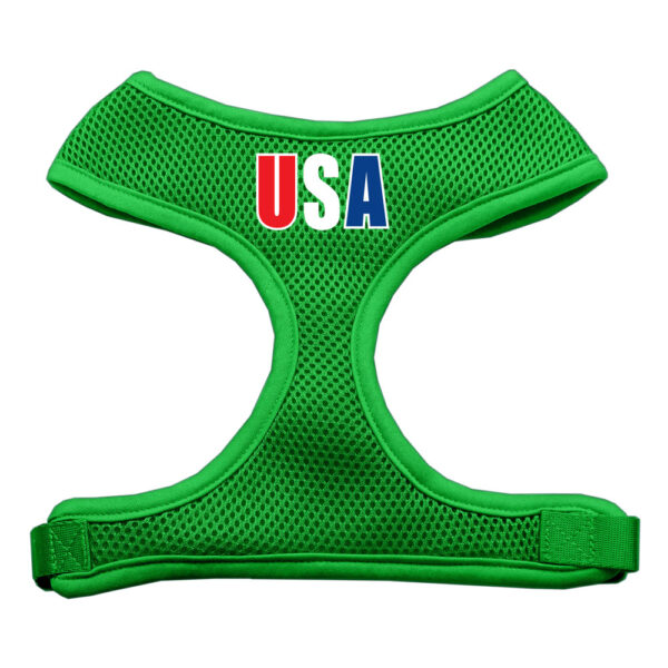 Usa Star Screen Print Soft Mesh Pet Harness Emerald Green Small
