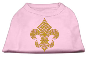 Gold Fleur De Lis Rhinestone Shirts Light Pink Xxxl(20)