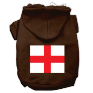 St George's Cross (english Flag) Screen Print Pet Hoodies Brown Size Sm (10)