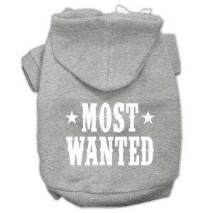 Most Wanted Screen Print Pet Hoodies Grey Size Med (12)