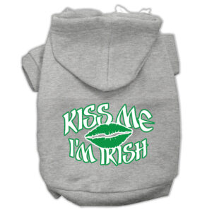 Kiss Me I'm Irish Screen Print Pet Hoodies Grey Size Xxl (18)