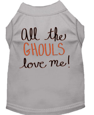 All The Ghouls Screen Print Dog Shirt Grey Xs (8)