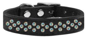 Sprinkles Ab Crystal Leather Dog Collar Black 16