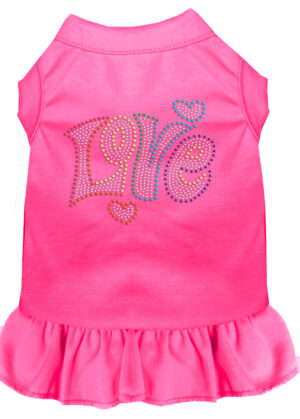 Technicolor Love Rhinestone Pet Dress Bright Pink Xxl