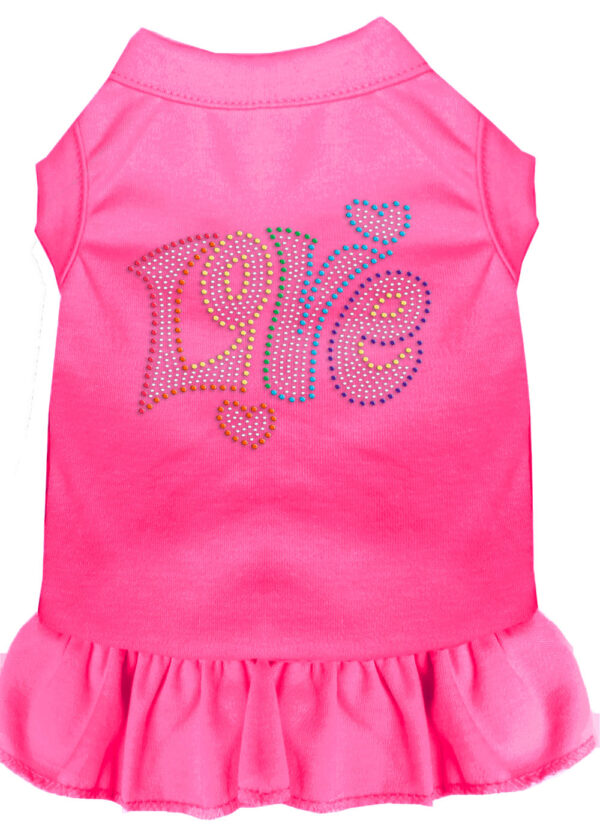 Technicolor Love Rhinestone Pet Dress Bright Pink Xxl