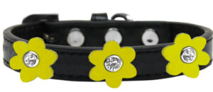 Flower Premium Collar Black With Yellow Flowers Size 12