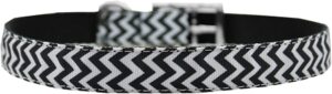 Chevrons Nylon Dog Collar With Classic Buckle 3/4" Black Size 16