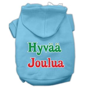 Hyvaa Joulua Screen Print Pet Hoodies Baby Blue Xxl (18)