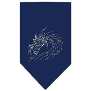 Dragon Rhinestone Bandana Navy Blue Large