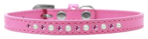 Pearl And Pink Crystal Size 14 Bright Pink Puppy Collar