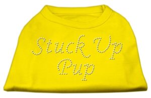Stuck Up Pup Rhinestone Shirts Yellow Sm (10)