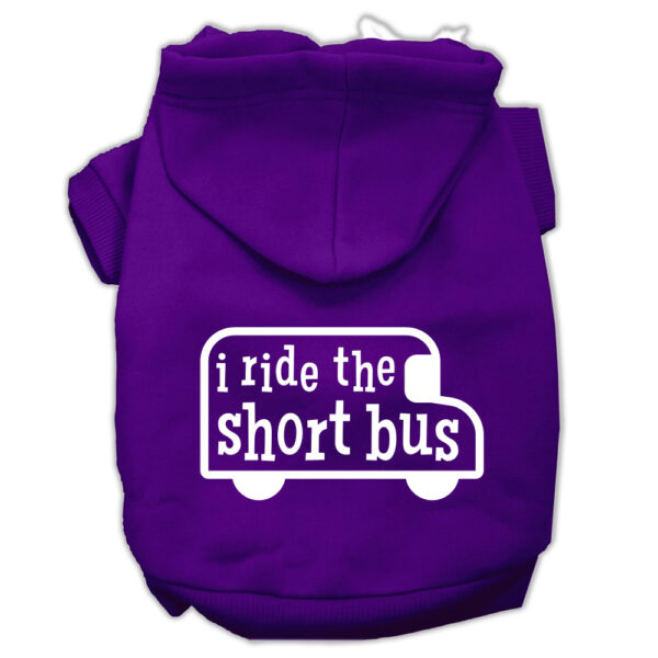 I Ride The Short Bus Screen Print Pet Hoodies Purple Size L (14)