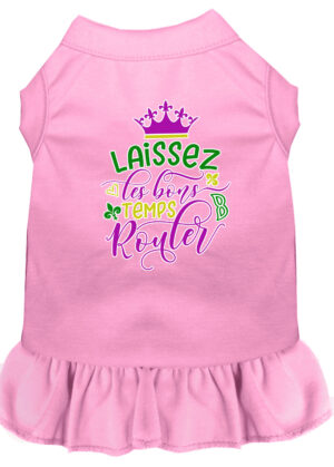 Laissez Les Bons Temps Rouler Screen Print Mardi Gras Dog Dress Light Pink Xxxl