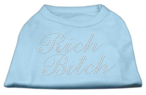 Rich Bitch Rhinestone Shirts Baby Blue S