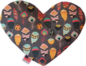 Gray Feathers Wanderlust 6 Inch Canvas Heart Dog Toy