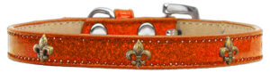 Bronze Fleur De Lis Widget Dog Collar Orange Ice Cream Size 16