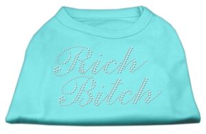 Rich Bitch Rhinestone Shirts Aqua Xxl