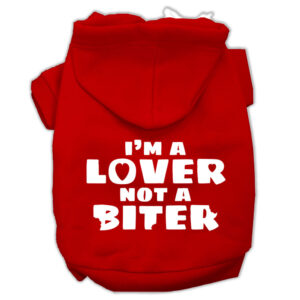 I'm A Lover Not A Biter Screen Printed Dog Pet Hoodies Red Size Lg (14)