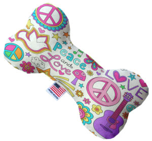 Hippy Love 10 Inch Canvas Bone Dog Toy