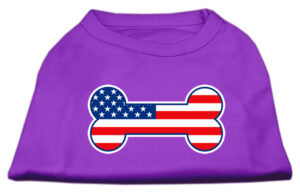 Bone Shaped American Flag Screen Print Shirts  Purple Xs