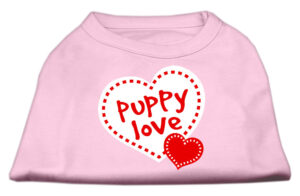 Puppy Love Screen Print Shirt Light Pink  Xs