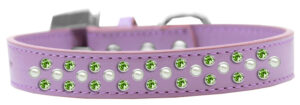 Sprinkles Dog Collar Pearl And Lime Green Crystals Size 18 Lavender