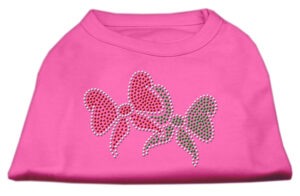 Christmas Bows Rhinestone Shirt Bright Pink Xl