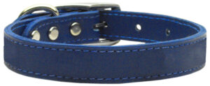 Plain Leather Dog Collars Blue 18