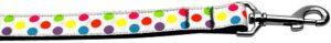White Multi-dot Nylon Dog Leash 5/8 Inch Wide 4ft Long