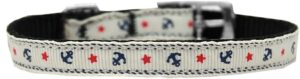 Anchors Nylon Dog Collar With Classic Buckle 3/8" White Size 8
