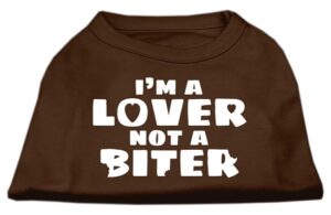 I'm A Lover Not A Biter Screen Printed Dog Shirt Brown Sm (10)