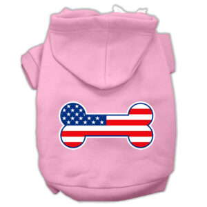 Bone Shaped American Flag Screen Print Pet Hoodies Light Pink Size Xxl (18)