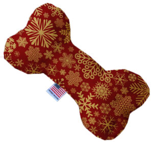 Red Snowflakes 10 Inch Canvas Bone Dog Toy