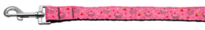 Cupcakes Nylon Ribbon Leash Bright Pink 1 Inch Wide 4ft Long