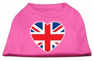 British Flag Heart Screen Print Shirt Bright Pink Xs (8)