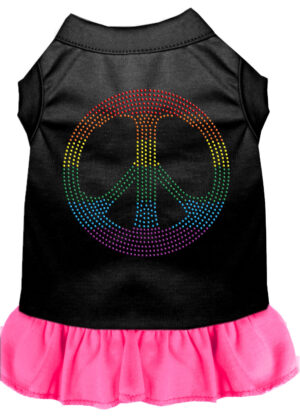 Rhinestone Rainbow Peace Dress Black With Bright Pink Lg