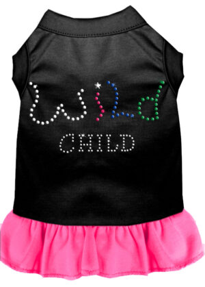 Rhinestone Wild Child Dress Black With Bright Pink Xs