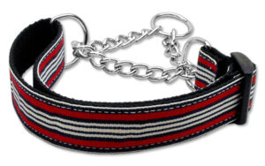 Preppy Stripes Nylon Ribbon Collars Martingale Red/white Large