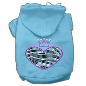 Zebra Heart Rhinestone Hoodies Baby Blue Xs (8)