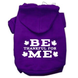 Be Thankful For Me Screen Print Pet Hoodies Purple Size Xs (8)