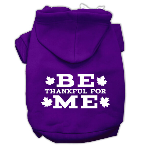 Be Thankful For Me Screen Print Pet Hoodies Purple Size Xs (8)