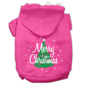 Scribbled Merry Christmas Screenprint Pet Hoodies Bright Pink Size Xxxl (20)